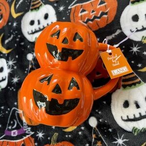 Lang Stacked Pumpkin Jack O Lantern Halloween Ceramic 20oz Mug Cup Decor